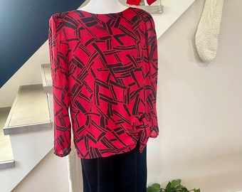Vintage 1980’s Red and Black Puffy Sleeve Dress