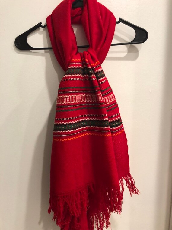 Vintage Red Wool Scarf - image 8