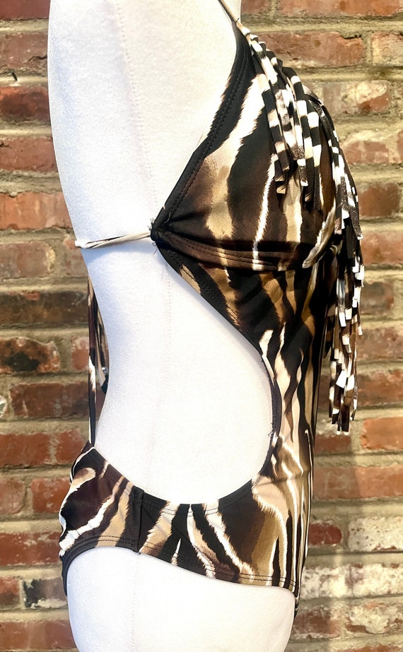 Y2K One Piece Zebra Print Bathing Suit Gem