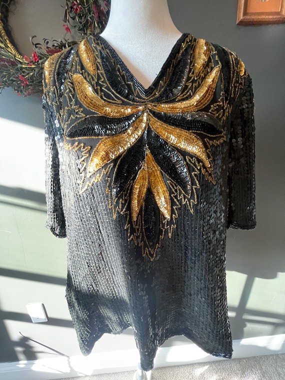 Giselle NB Luxury Black Gold Bead Blouse (one size) main image 0