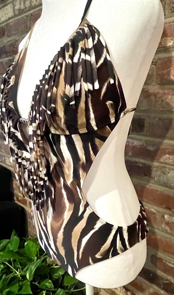 Y2K One Piece Zebra Print Bathing Suit Gem