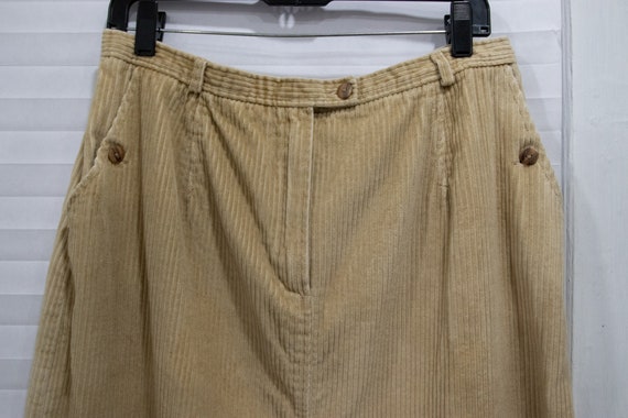 Vintage 1990's Mid Length Tan Corduroy Skirt - image 3