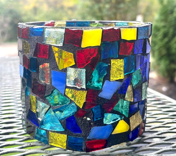 Stained Glass Mosaic Candle Holder Etsy