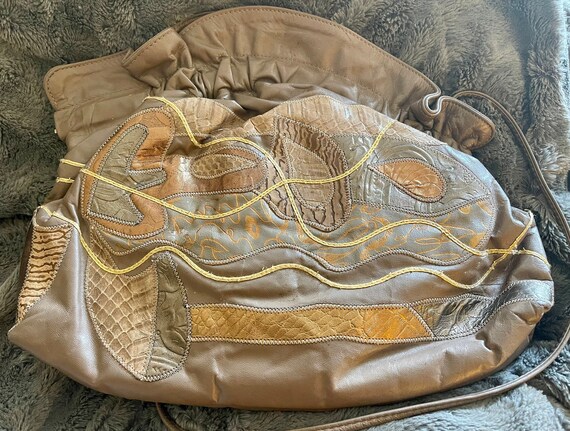 Vintage 1980s Puffy Large Brown Leather Clutch Pu… - image 8