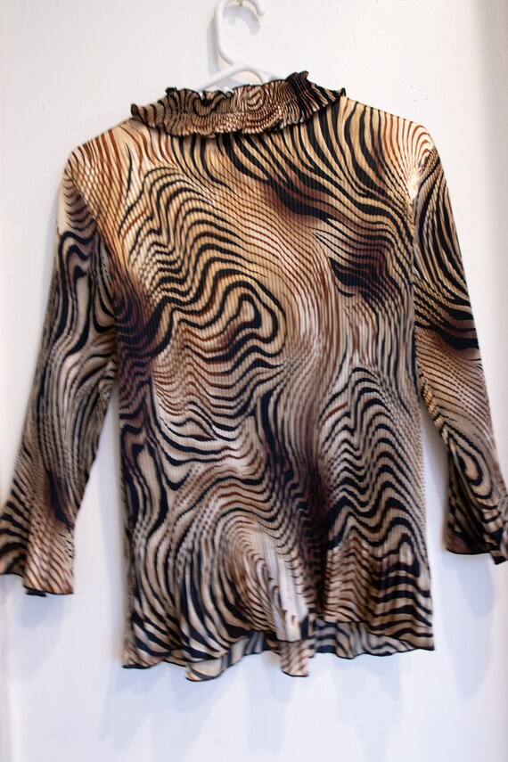 Vintage 1990's Zebra Print Ruffled Blouse - image 7