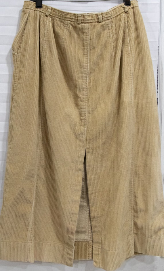 Vintage 1990's Mid Length Tan Corduroy Skirt - image 7