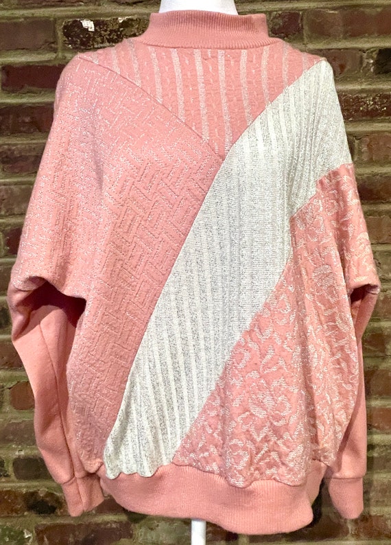 Vintage 1980’s Pink and Silver Light Weight Sweat… - image 4