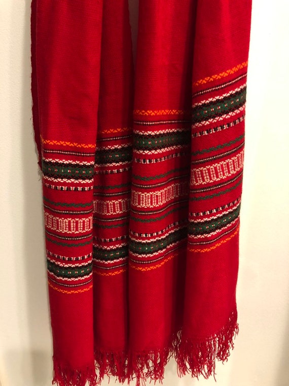 Vintage Red Wool Scarf - image 5