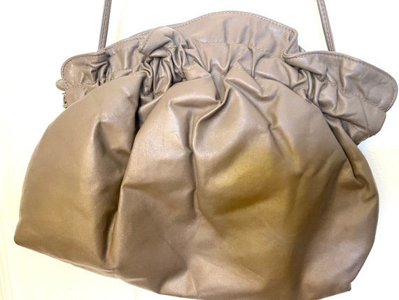 Vintage 1980s Puffy Large Brown Leather Clutch Pu… - image 6