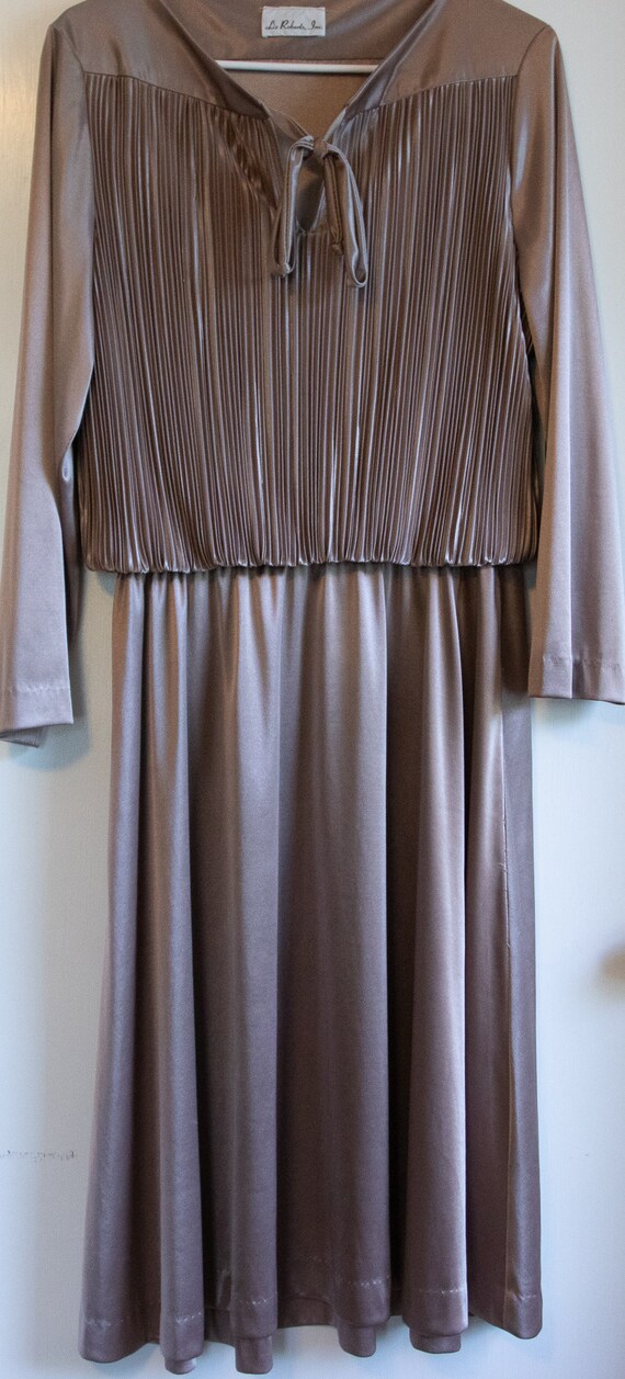 Vintage 1970's Dark Champagne Jersey Dress - image 9