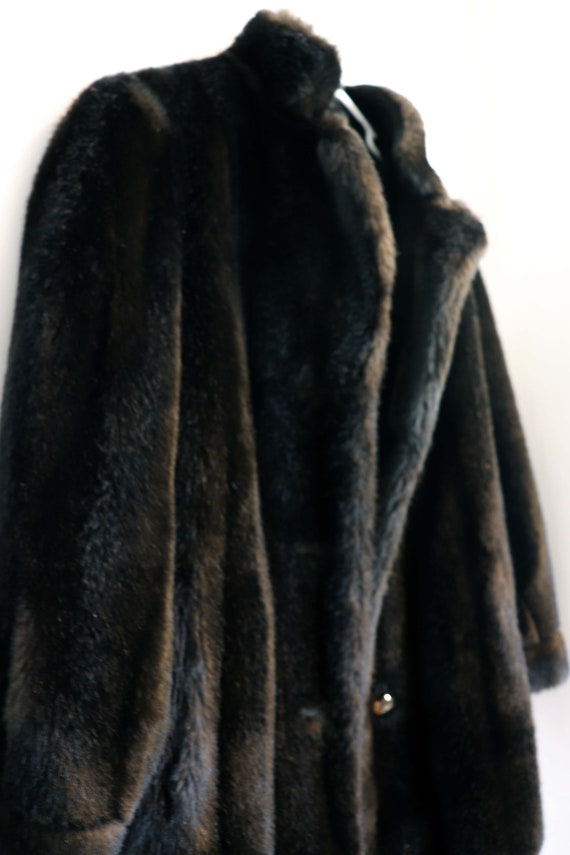 Vintage 1960's Mincara Brown  Faux Fur Dress Coat