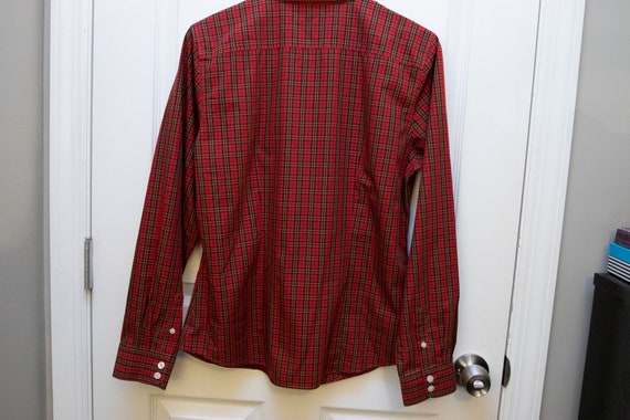 Vintage Red Plaid LL Bean Long Sleeve Button Down - image 5