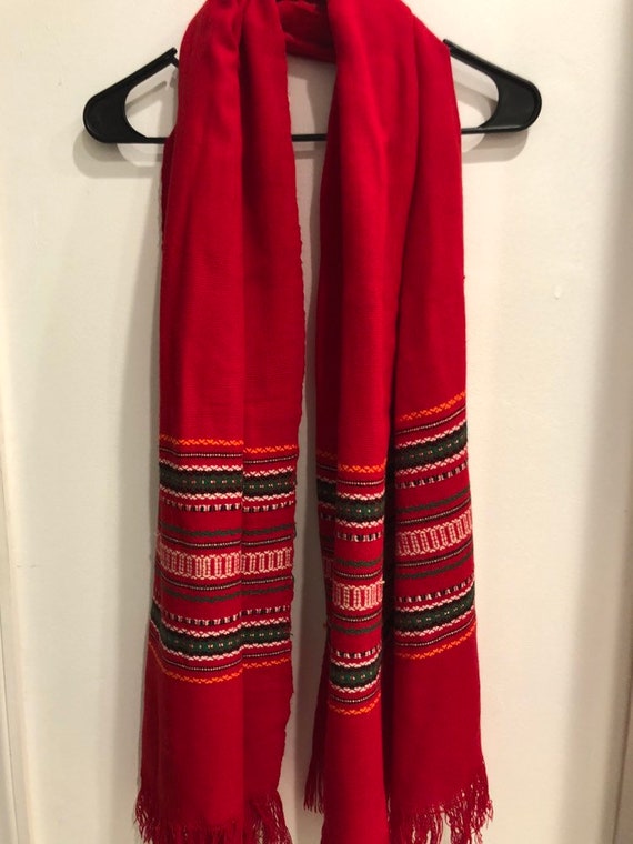 Vintage Red Wool Scarf - image 9