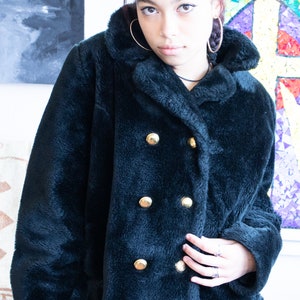 Vintage 1960&#39;s Black  Faux Fur Coat
