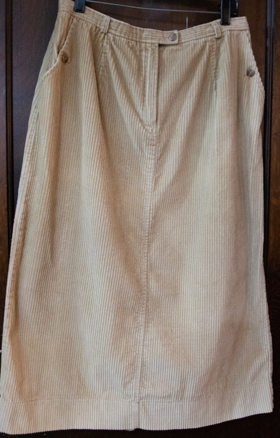 Vintage 1990's Mid Length Tan Corduroy Skirt - image 2