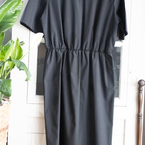 Vintage 1980&#39;s Minimalist Black Dress | Modest Black Dress