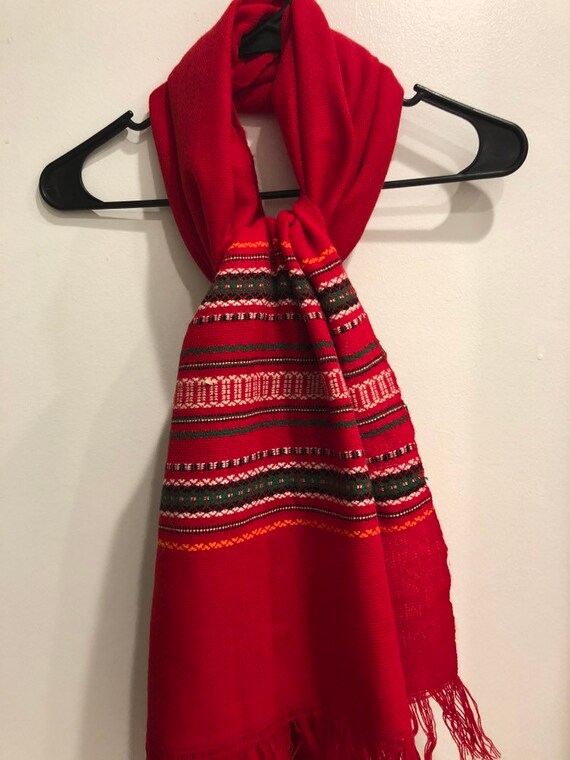 Vintage Red Wool Scarf - image 2