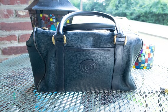 Vintage 1970's Small Dark Green Gucci Doctor Bag 