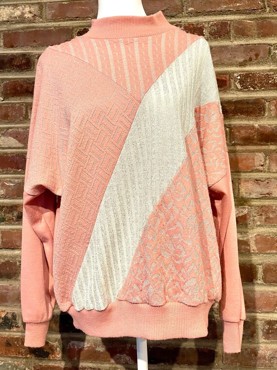 Vintage 1980’s Pink and Silver Light Weight Sweat… - image 3