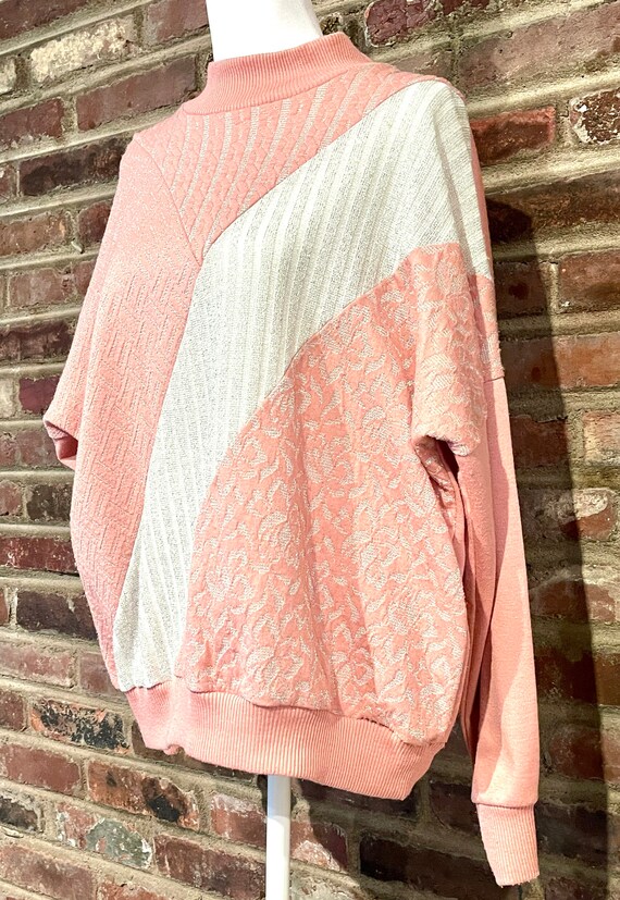 Vintage 1980’s Pink and Silver Light Weight Sweat… - image 1