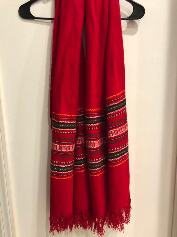 Vintage Red Wool Scarf - image 4