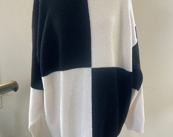 Vintage 1980’s Black and White Color Block Sweater