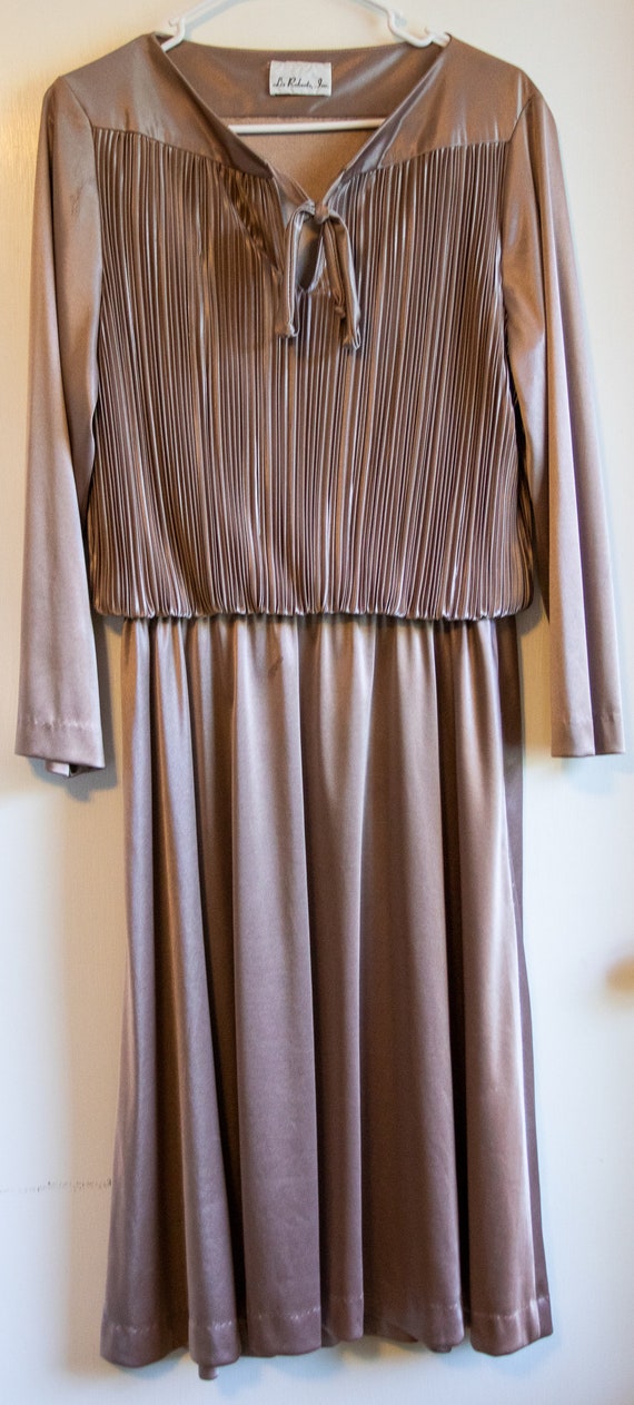 Vintage 1970's Dark Champagne Jersey Dress - image 3