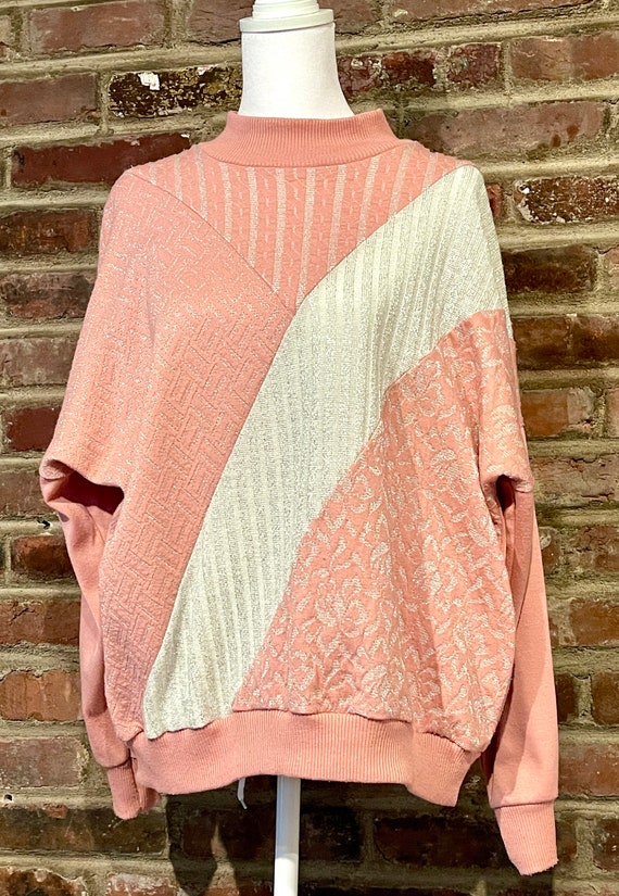 Vintage 1980’s Pink and Silver Light Weight Sweat… - image 8