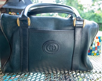 Vintage 1970's Small Dark Green Gucci Doctor Bag