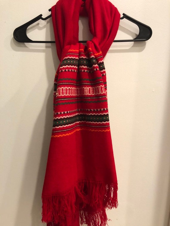 Vintage Red Wool Scarf - image 3