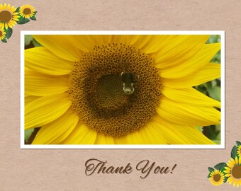Vintage Style Thank You Card with Sunflowers  | Digital Download