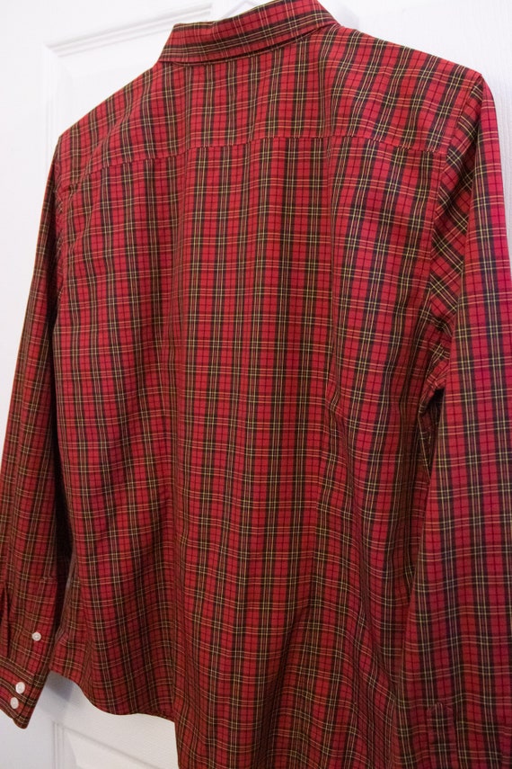 Vintage Red Plaid LL Bean Long Sleeve Button Down - image 7