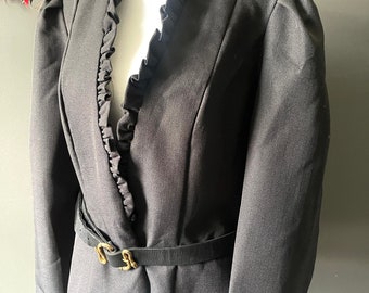 1960’s Vintage High Ruffled Collar Black Blazer
