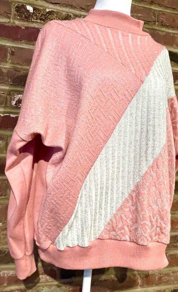 Vintage 1980’s Pink and Silver Light Weight Sweat… - image 6