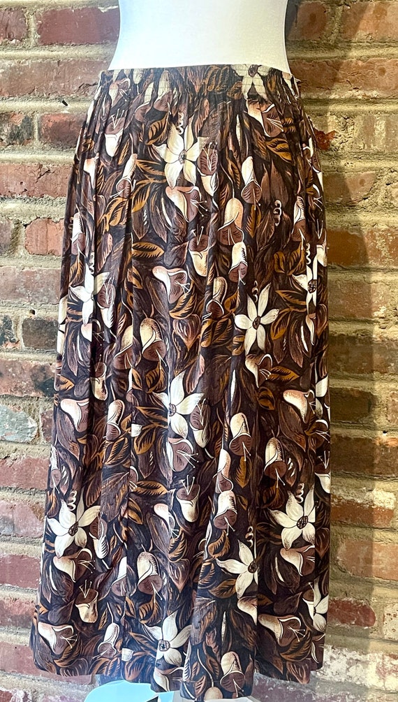 Boho Mid Length Brown Floral Skirt - image 6