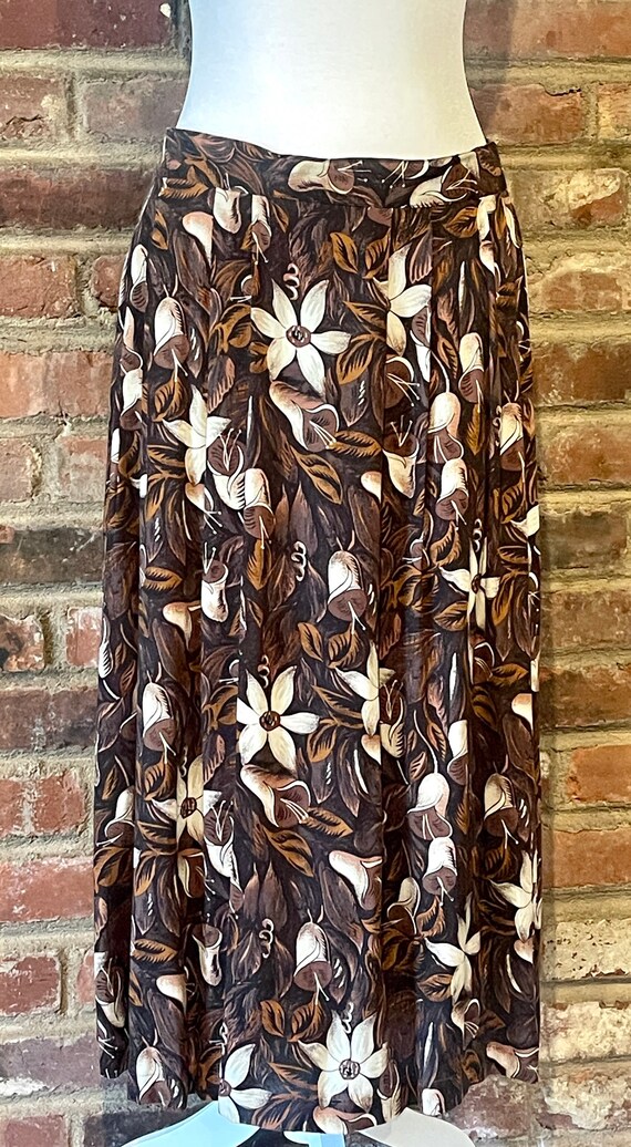 Boho Mid Length Brown Floral Skirt - image 2
