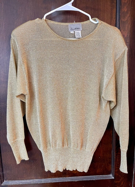 Vintage 1990’s Gold Top With Shoulder Pads - image 10