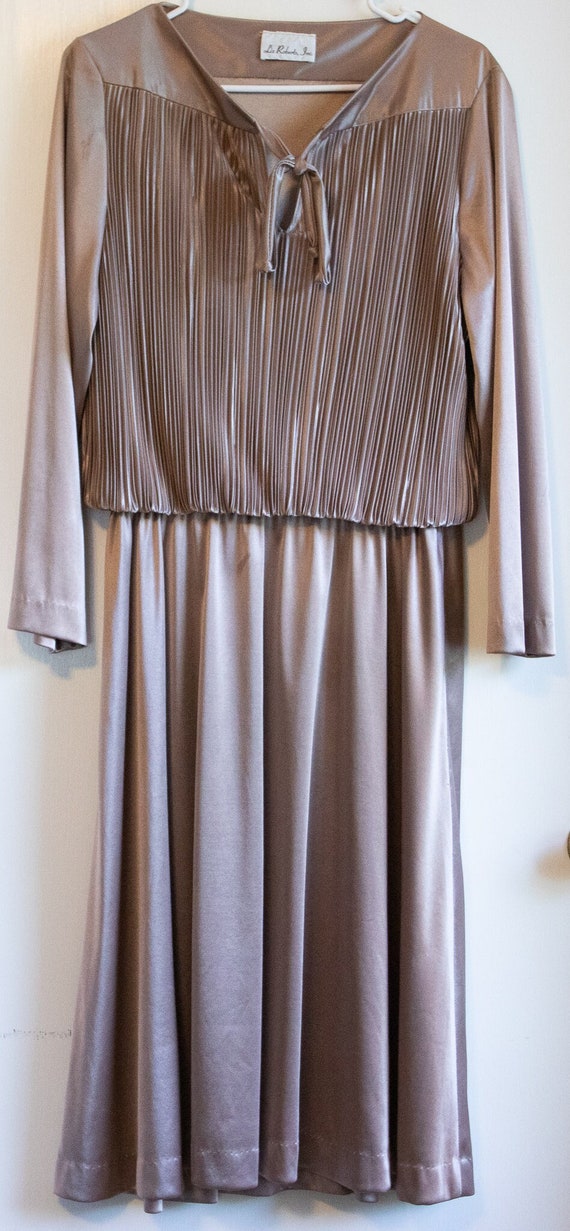 Vintage 1970's Dark Champagne Jersey Dress - image 2