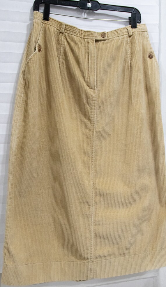 Vintage 1990's Mid Length Tan Corduroy Skirt - image 4