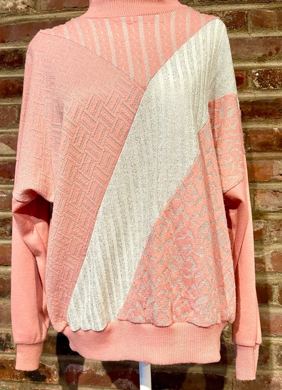 Vintage 1980’s Pink and Silver Light Weight Sweat… - image 7