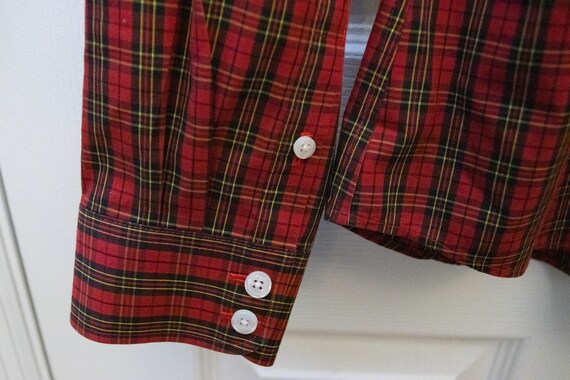 Vintage Red Plaid LL Bean Long Sleeve Button Down - image 6