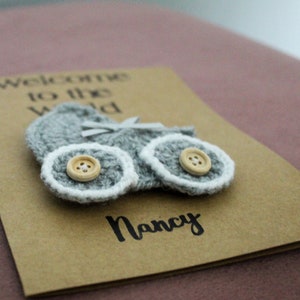 Tarjeta de bienvenida al mundo personalizada de crochet para bebé recién nacido: felicitaciones, nuevos padres, niño, niña, unisex