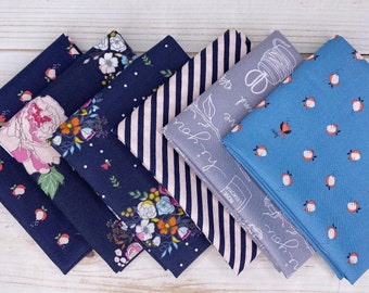 FAT QUARTER Geometric Fabric Minki Kim Serendipity Fabric Navy Sprinkles Fabric Riley Blake Designs