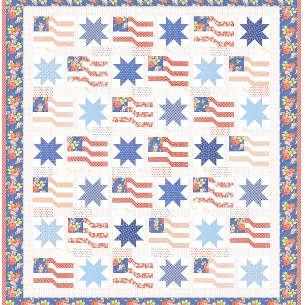 For Rosie Quilt Kit Faded Version - by Fig Tree & Co - 100% cotton - Finished Size 58.5" x 65.5" - Made with Rosie Fabrics