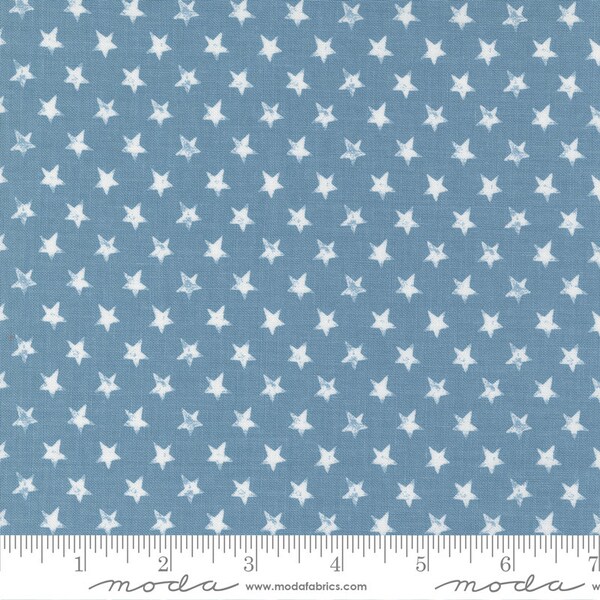 Old Glory Star Spangled Light Blue 5204 13 - Designed by Lella Boutique for Moda - 100% cotton - sold by the half yard