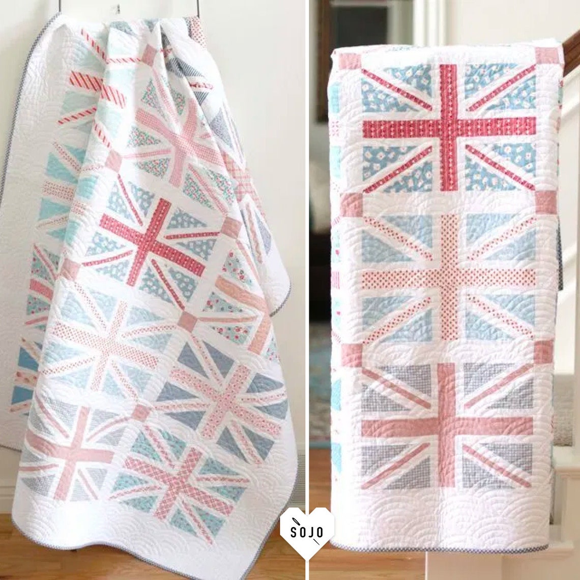 Regent Street Union Jack Quilt Kit in Faded Beachy Colors Etsy
