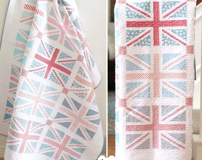 Regent Street Union Jack Quilt Kit in Faded Beachy Colors Pattern by