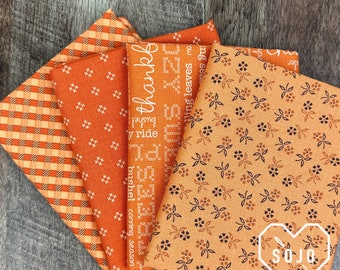 Autumn Fat Quarter Mini Orange Bundle - by Lori Holt of Bee in my Bonnet for Riley Blake Fabrics - 4 prints - Ready to Ship!