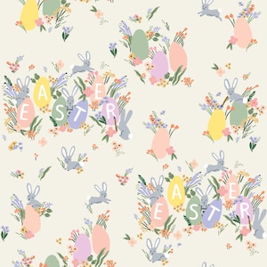 Rifle Paper Co Easter Fabric: Hoppy Easter Cream Cotton (Half Yard)