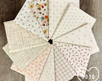 Autumn Fat Quarter Mini Latte Low Volume Bundle - by Lori Holt of Bee in my Bonnet for Riley Blake Fabrics - 11 prints - Ready to Ship!